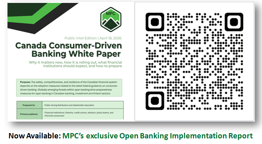 MPC and Datarisk Canada Consumer Driven Banking White Paper with QR code promoting the Open Banking Implementation Report